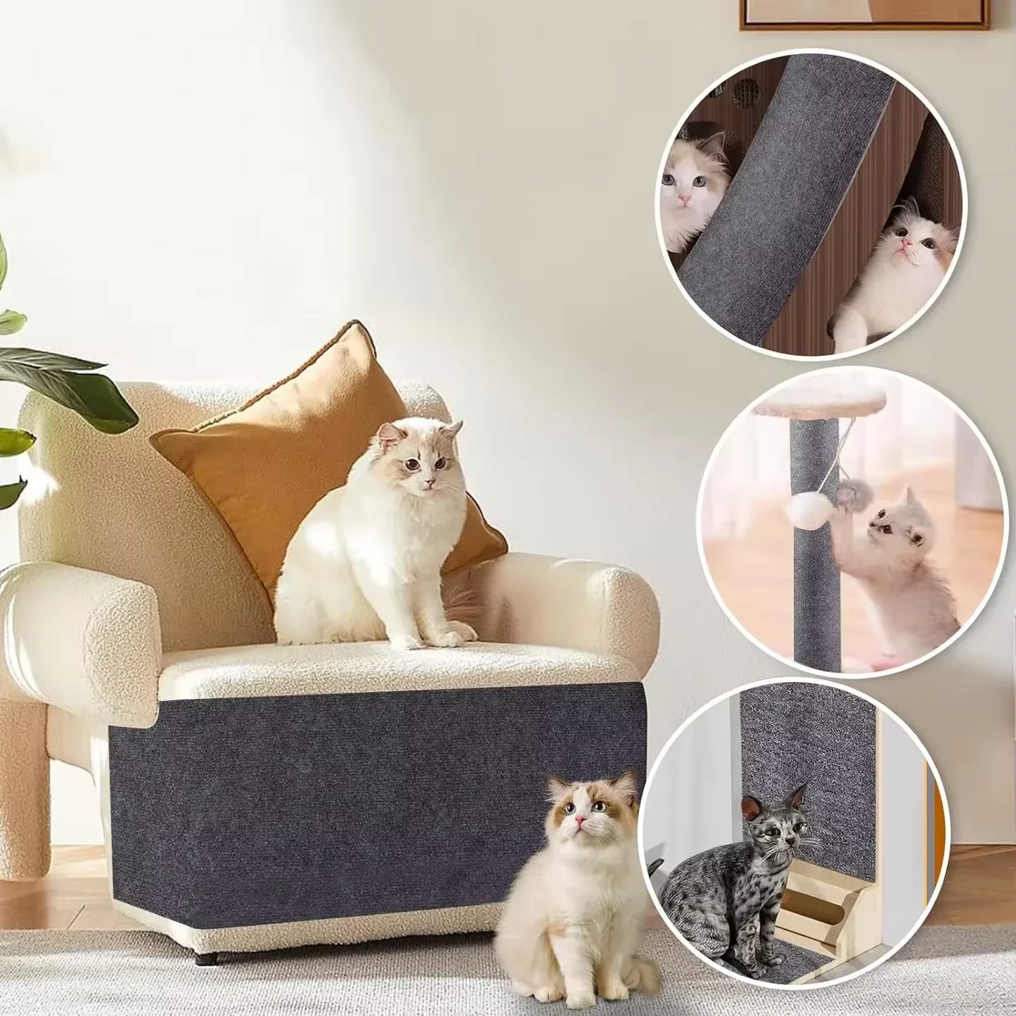 Self-Adhesive Cat Scratch Guard Pad — Sofa & Furniture Protector