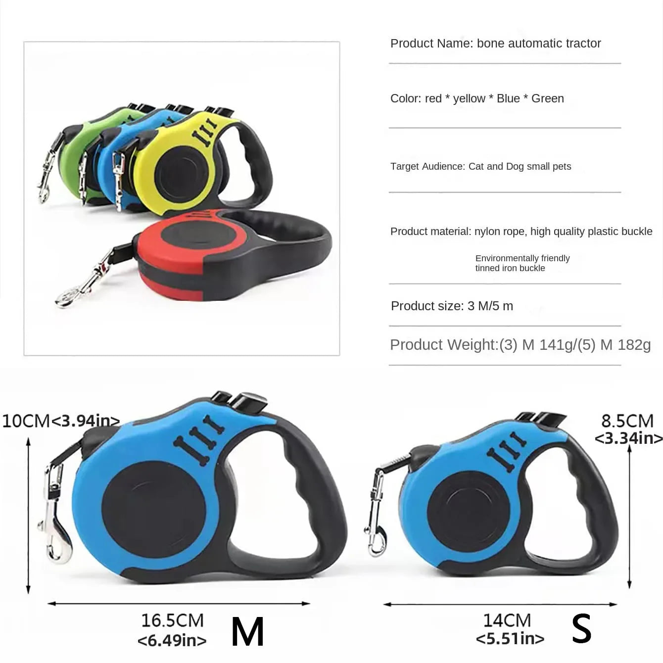 3m/5m Automatic Telescopic Retractable Nylon Leash