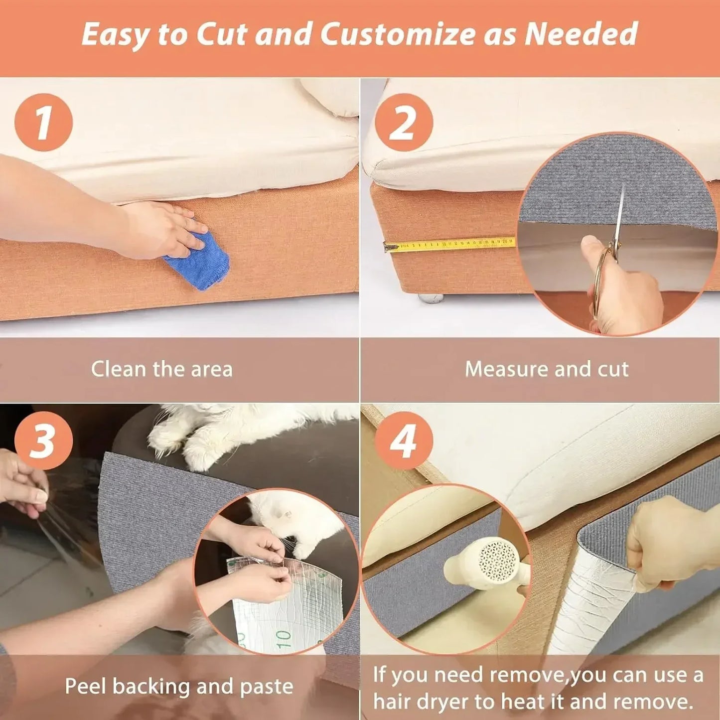 Self-Adhesive Cat Scratch Guard Pad — Sofa & Furniture Protector