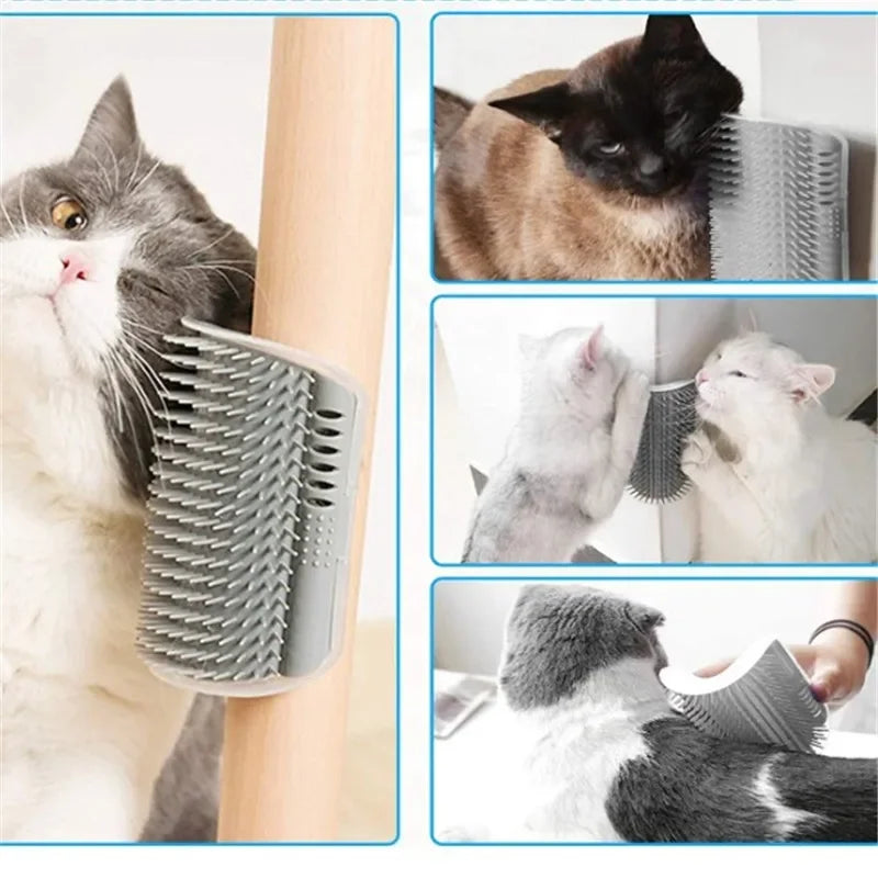 Cat Corner Brush & Massager – Self-Grooming Wall Scratcher